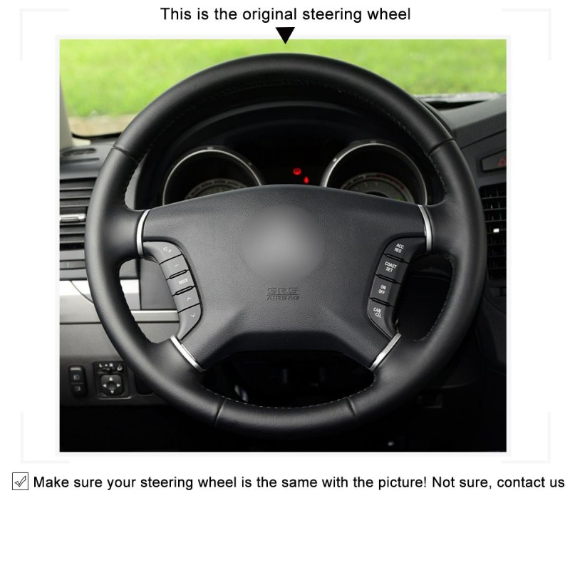 Loncky Auto Custom Fit OEM Black Genuine Leather Car Steering Wheel